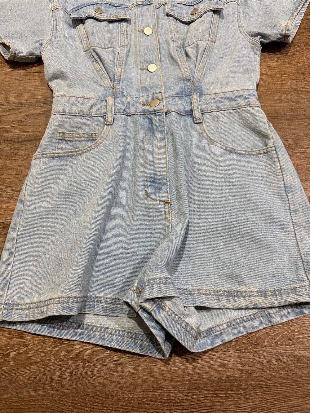 Le Lis Light Blue Denim Romper Women’s Small - Picture 5 of 7